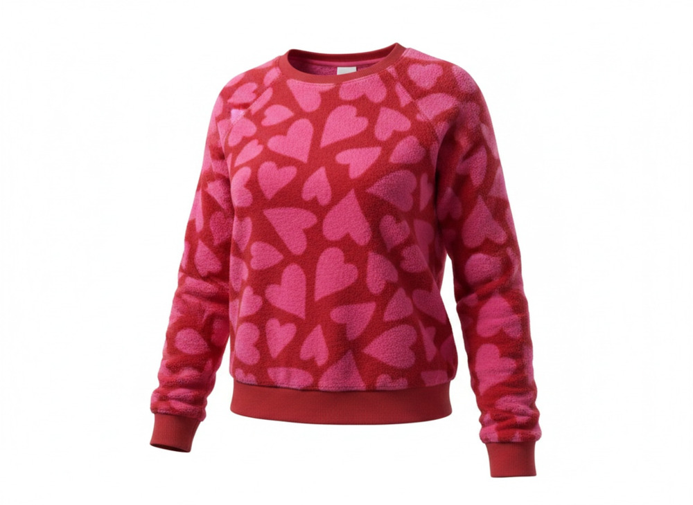Cat & Jack Girls' Heart Print Plush Fleece Sweatshirt Size M (8) Cozy Girldhood